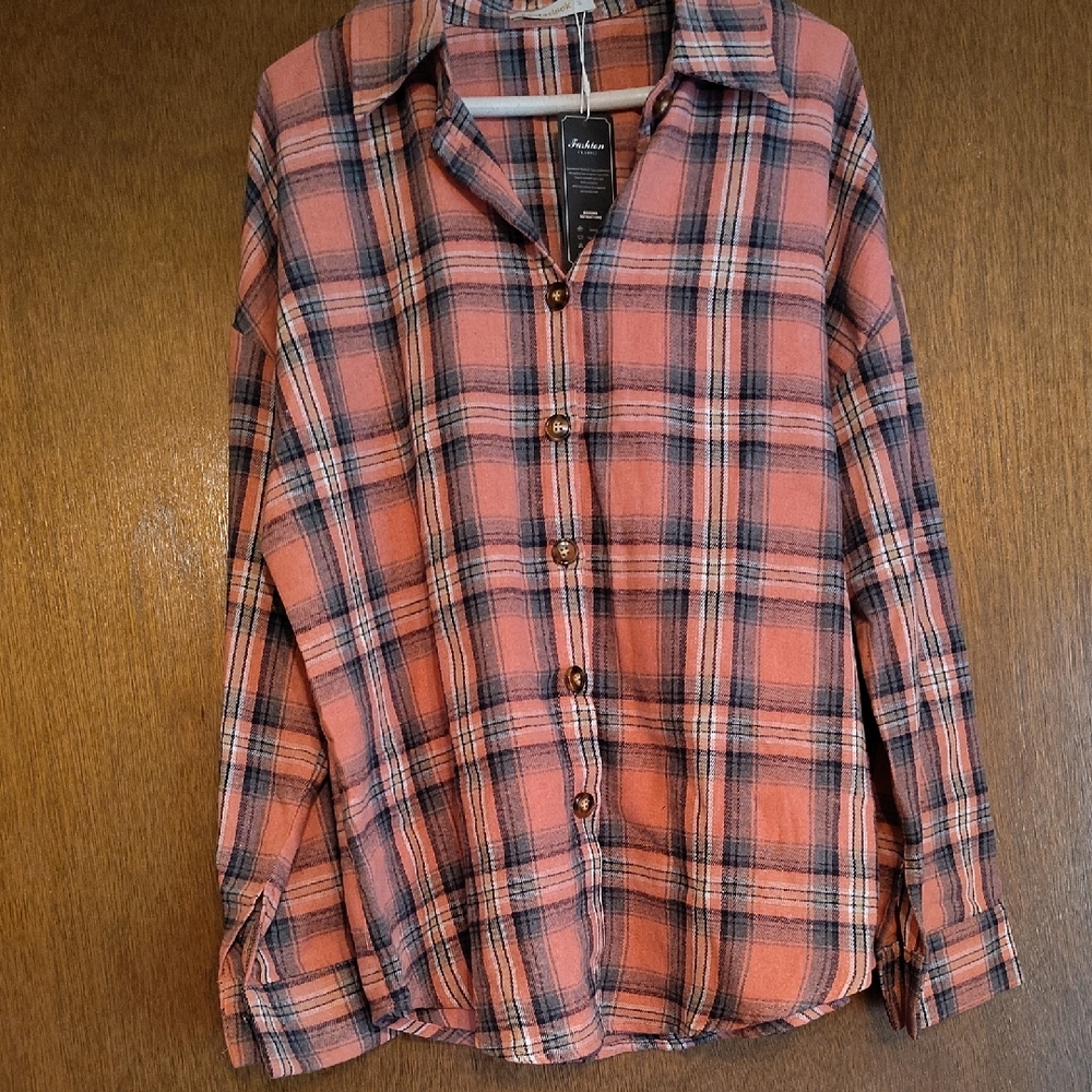 Feminine Shirt in Pink and Blue, pretty colors Great for Summer Camping.